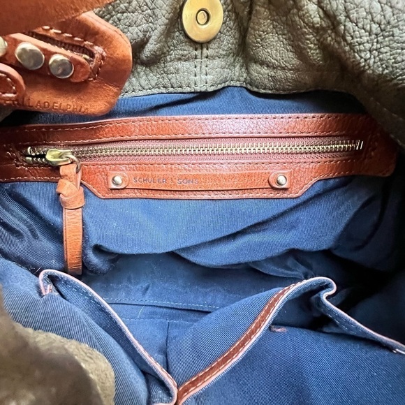 ANTHROPOLOGIE SCHULER & SONS PHILADELPHIA PEBBLED LEATHER SATCHEL CROSSBODY BAG - Picture 4 of 10